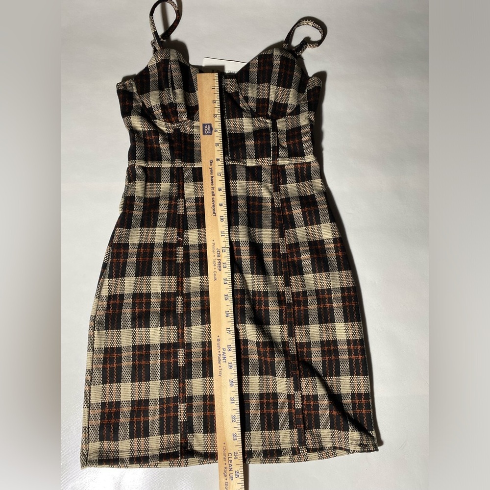 NEW- Size S Woman's Gianni Bini Dress W/ Top Lining - Zip Back- Black Plaid - Picture 10 of 10